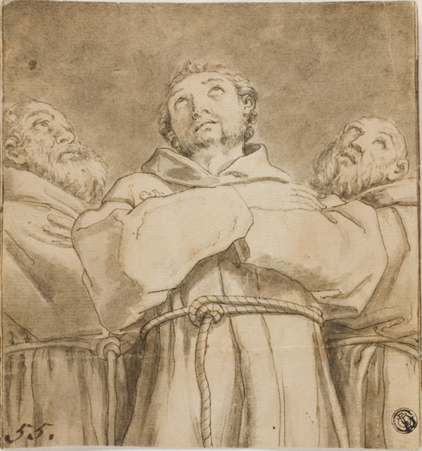 Saint Francis of Assisi, with two Monks of his Order