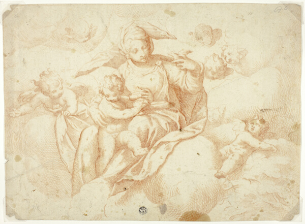 Virgin and Child Seated on Clouds