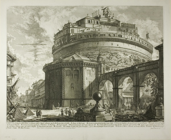View of the Mausoleum of the Emperor Hadrian (now called Castel Sant’Angelo) from the Rear, from Vedute di Roma (Views of Rome)