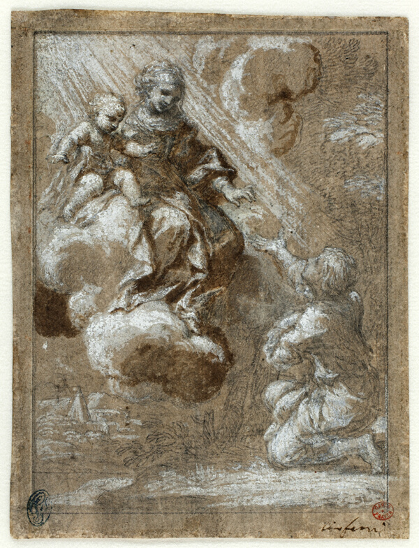 The Madonna and Child in Glory Appearing to a Kneeling Young Man