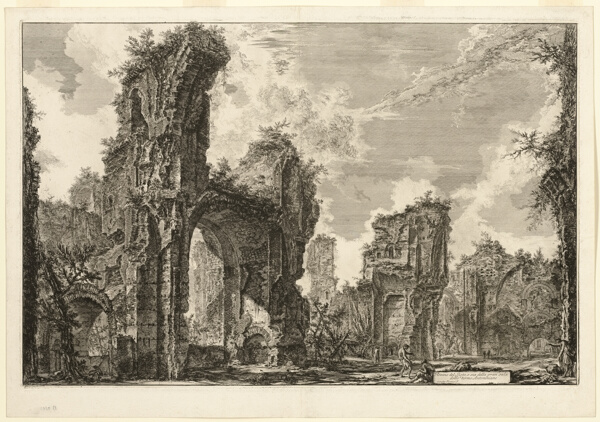 Ruins of the Xystus [a long open portico used for athletic exercises], the central hall of the Antonine Baths [The Baths of Caracalla], from Views of Rome