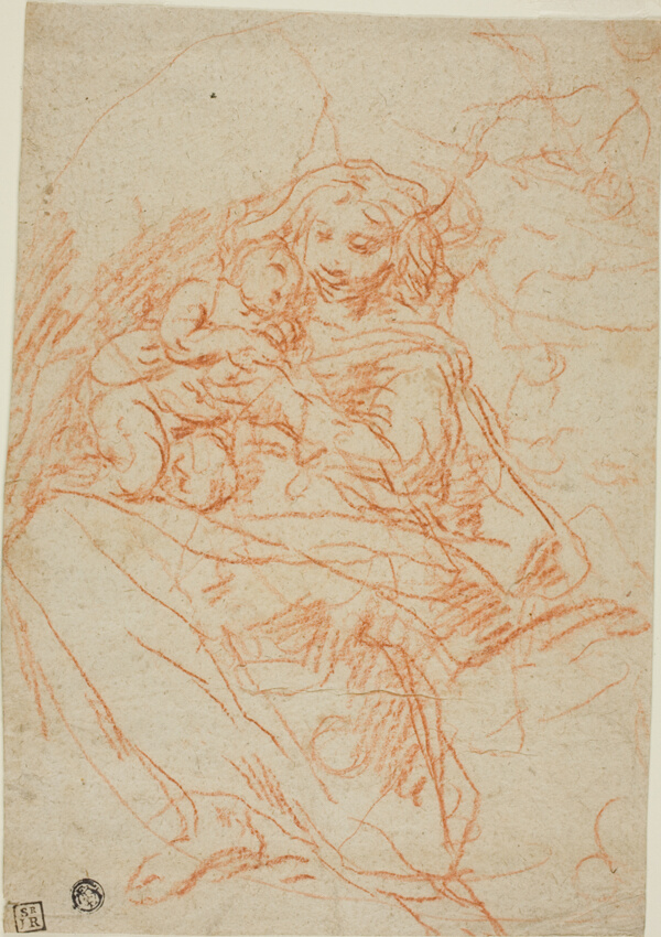 Virgin and Child (recto); Portion of Altarpiece Sketch (verso)