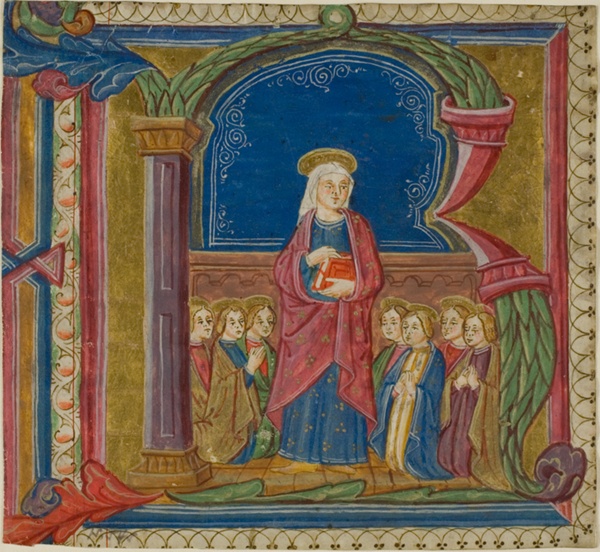 The Virgin Adored by Saints in a Historiated Initial 