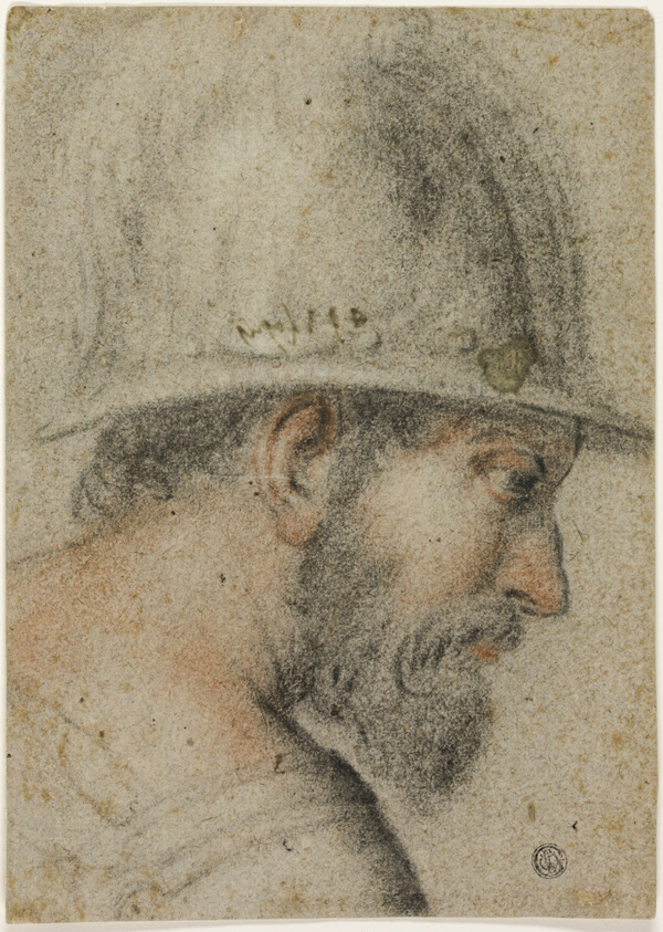 Profile Head of a Soldier with Helmet