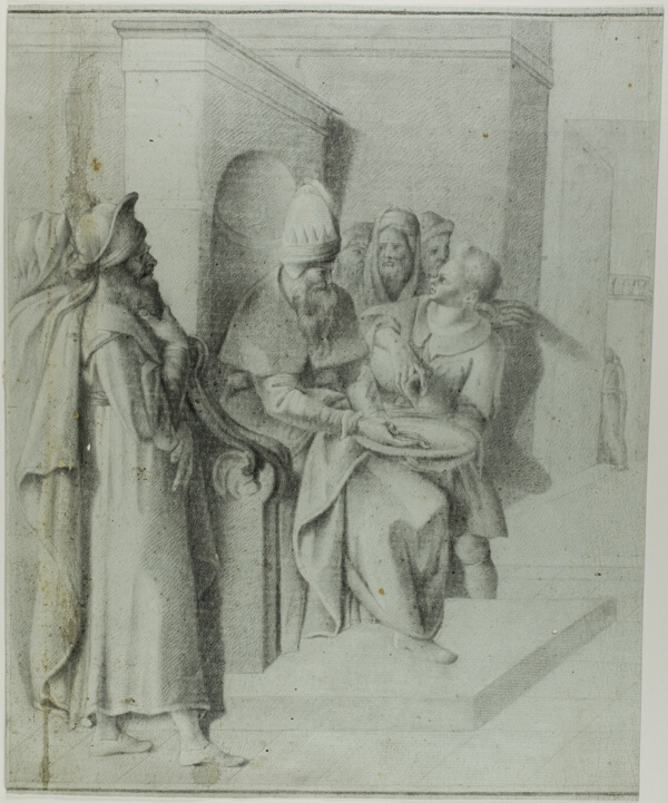 Pilate Washing his Hands, with Christ Being Led Away: Left Portion