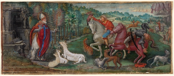 Miracle of the Deer of Saint Bassiano, from a Choir Book