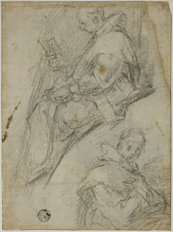 Two Studies of Carthusians (recto); Three Sketches of Heads of Carthusians (verso)