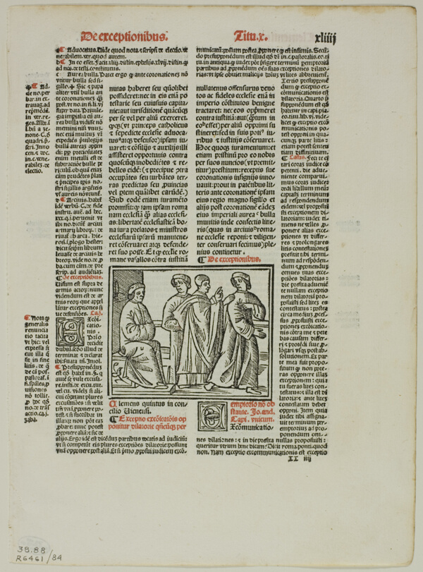 Illustration from Sextus decretalium liber by Bonifce VIII, plate 84 from Woodcuts from Books of the XVI Century