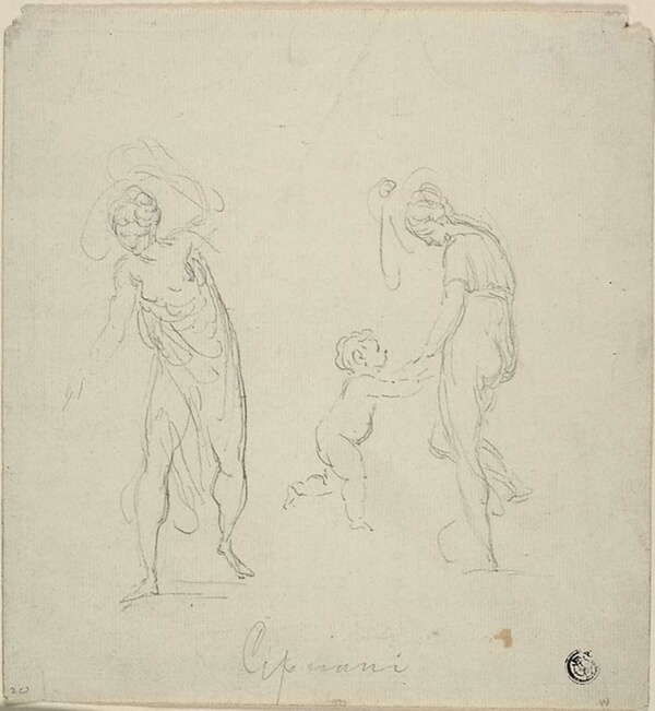 Two Sketches: Standing Woman, Woman Dancing with Child