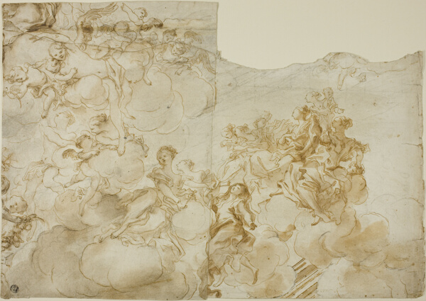 Female Figures with Putti in Clouds
