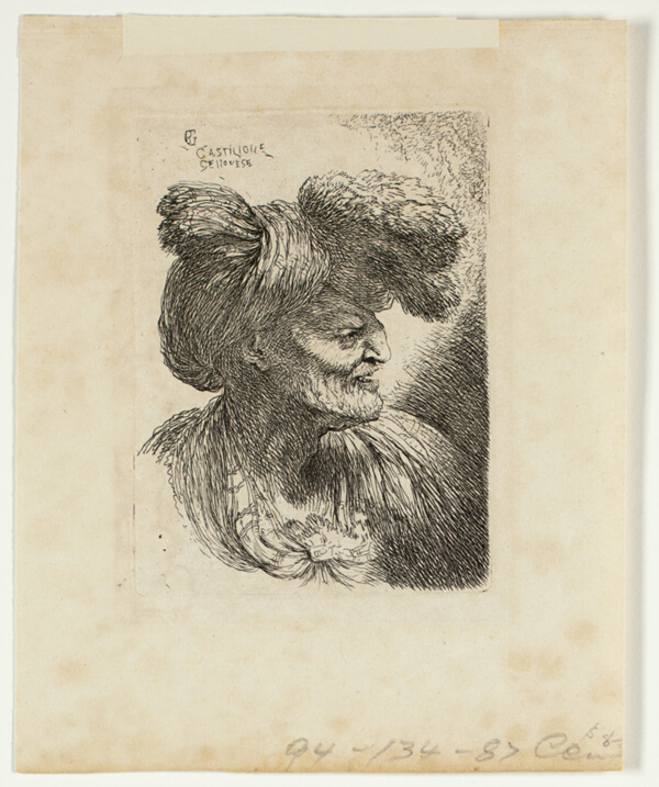 Old Man Wearing a Turban Ornamented with Fur, Facing Right, from Small Studies of Heads in Oriental Headdress