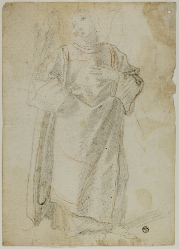 Standing Angel (recto); Study of Face and Drapery (verso)