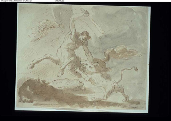 Centaur Fighting with Lion