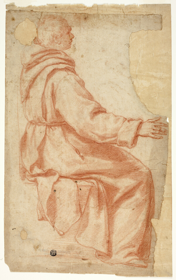 Seated Monk in Profile to Right