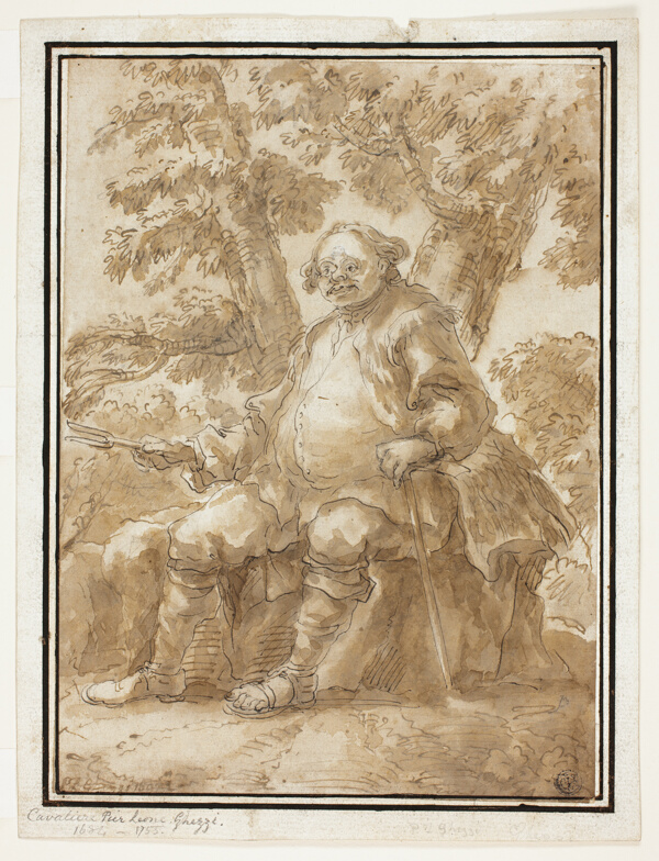 Man Seated in Front of Trees