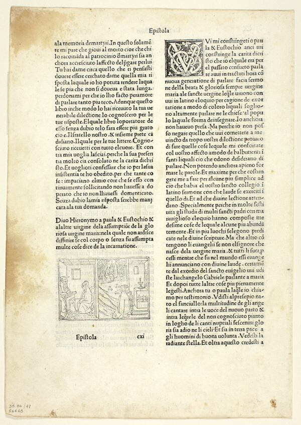 Epistle CXI to Paula and Eustochio from Epistolae (Letters of Saint Jerome), Plate 47 from Woodcuts from Books of the 15th Century