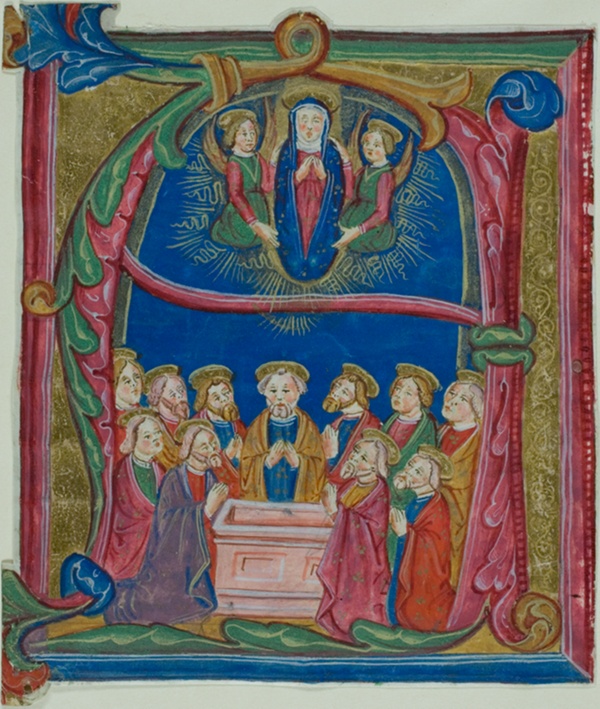 The Assumption of the Virgin in a Historiated Initial 