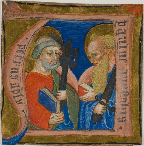 Saints Peter and Paul in a Historiated Initial 