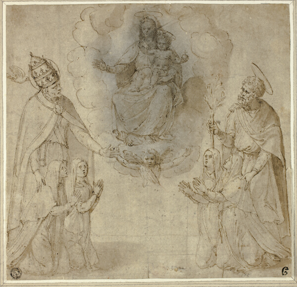 Virgin and Child before Saints Fabianus (or Gregory the Great) and Joseph