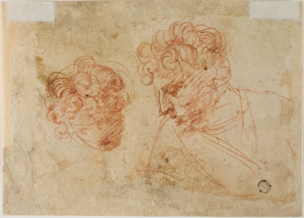 Two Sketches of Heads (recto); Two Sketches of Draped Woman (verso)
