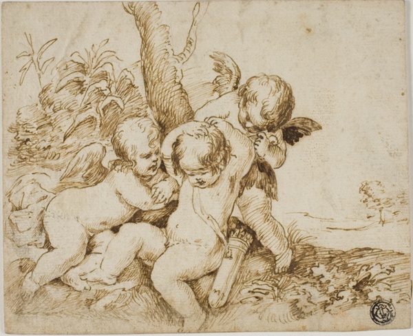 Two Putti Blindfolding a Third
