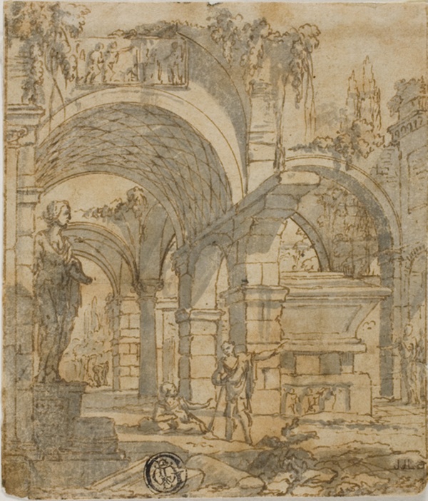 Roman Ruins and Two Figures