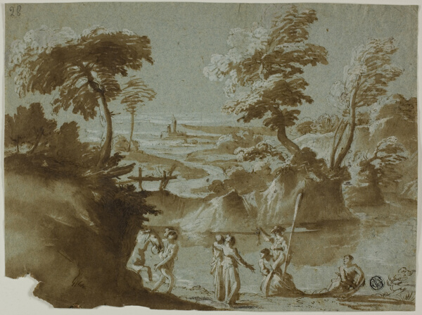 River Landscape with Boating Party