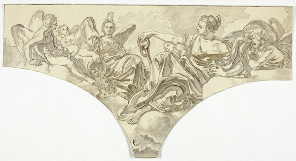 Spandrel Decoration with Seated Allegorical Figures of Hope and Concord