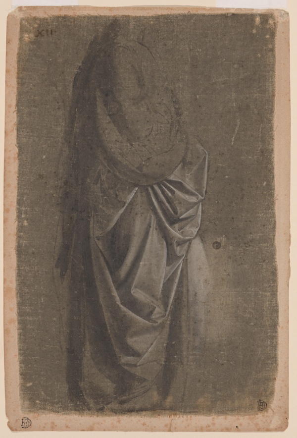 Drapery Study of a Standing Figure Facing Right, in Profile