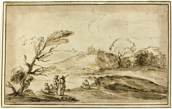 Two Groups of Figures in a Landscape