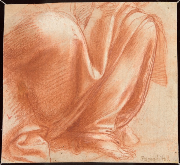 A Drapery Study for the Knees of a Seated Allegorical Figure of Charity (recto); Bust of a Naked Allegorical Figure of Charity with Two Putti (verso)