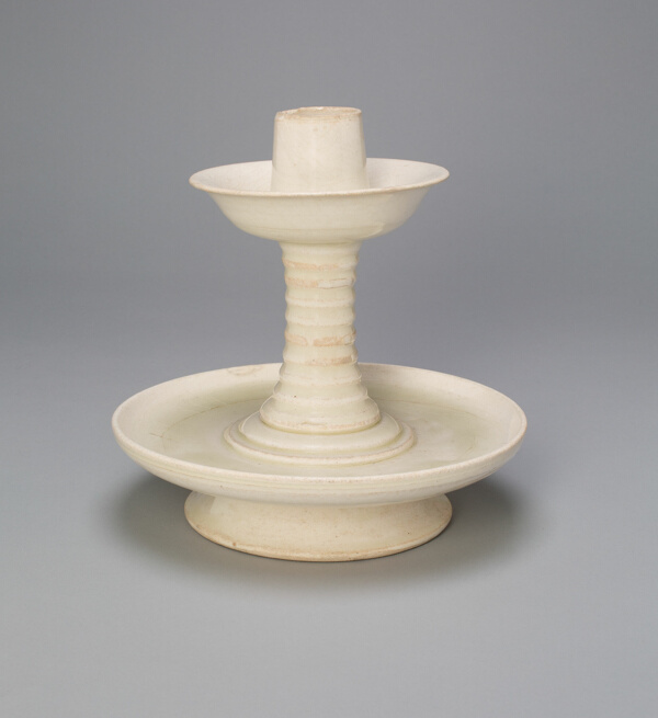 Dish-Shaped Candlestand with Long, Ribbed Neck
