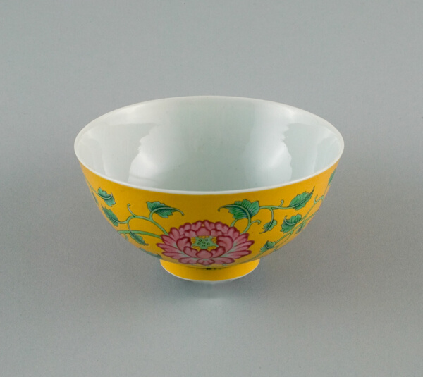 Bowl with Peony and Scrolling Peony Stems