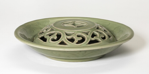 Dish with Openwork Dome and Floral Scrolls