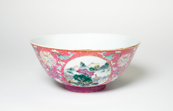 Bowl with Landscapes, Medallions, and Stylized Flowers