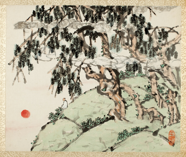 Landscape and Figure, from an album of Landscapes and Calligraphy for Liu Songfu 山水册页