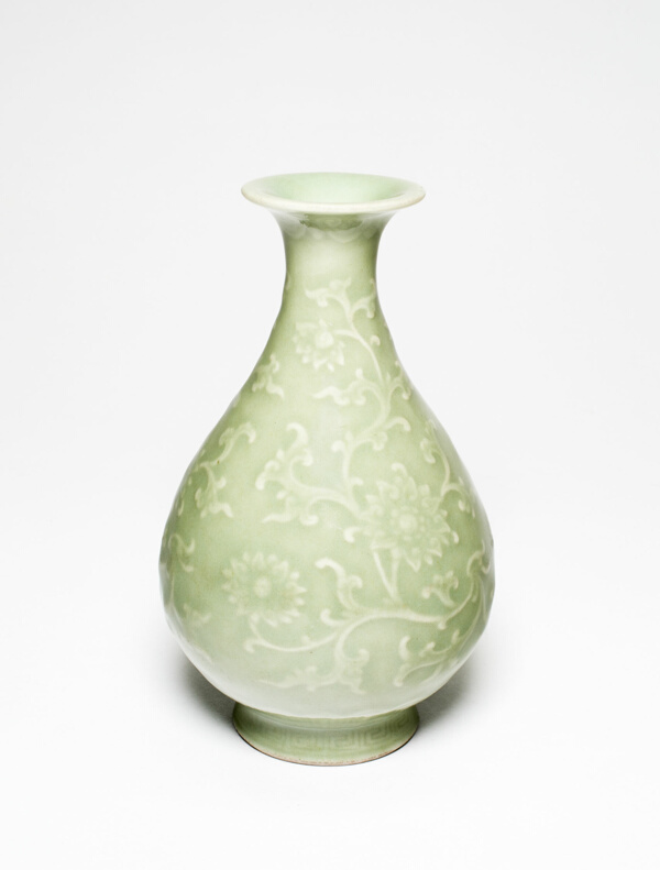 Pear-Shaped Vase with Floral Scrolls