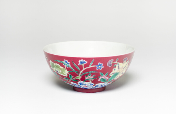 Ruby Red-Ground Famille-Rose 'Floral' Bowl