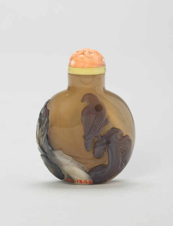 Snuff Bottle with Two Egrets Among Lotuses