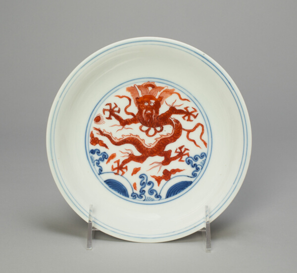 Dish with Dragons above Waves