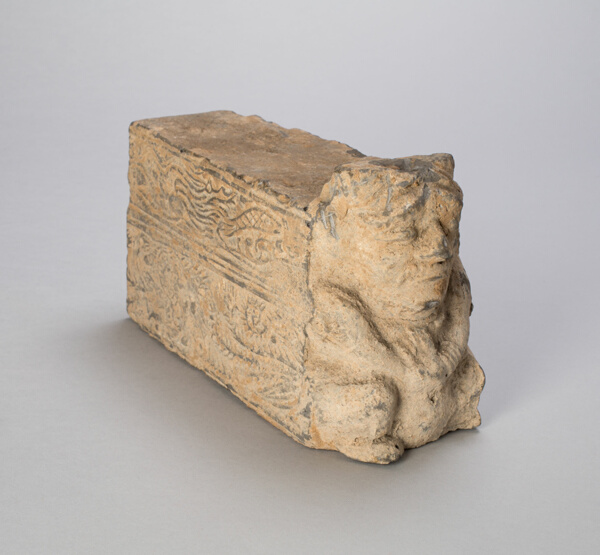Rectangular Tile with Squatting Figure, Dragons, and Phoenixes