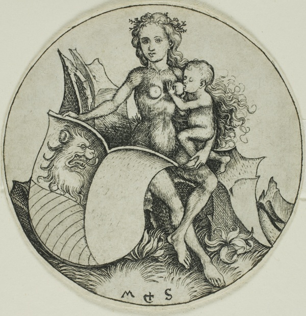 Shield with a Lion's Head, Held by a Wild Woman