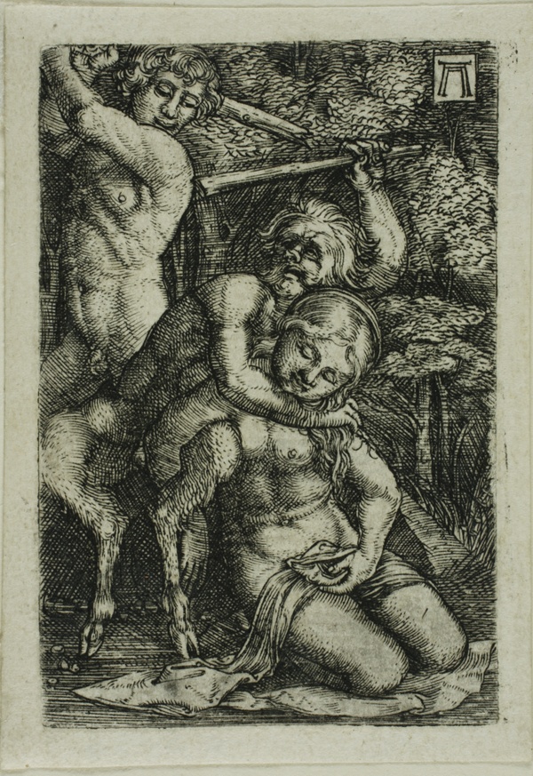 Two Satyrs Fighting Over a Nymph
