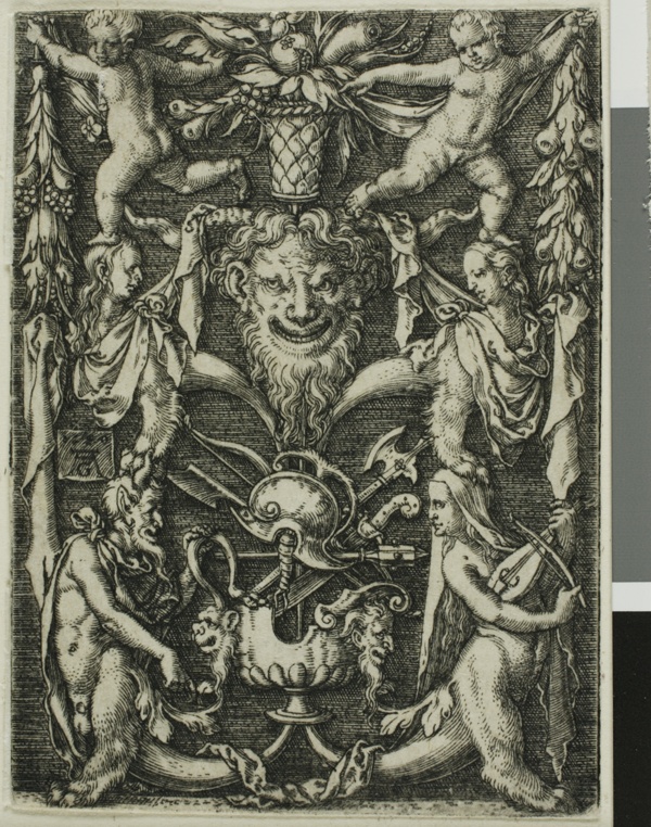 Ornamental Design with a Couple of Satyrs, Children and a Trophy