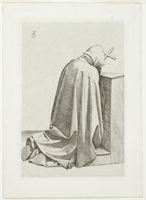 Kneeling Pilgrim with Cross and Book