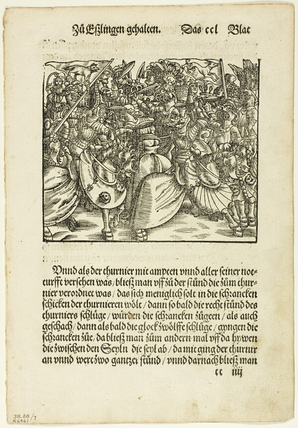 Illustration from Turnierbuch (Tournament Book), plate seven from Woodcuts from Books of the XVI Century