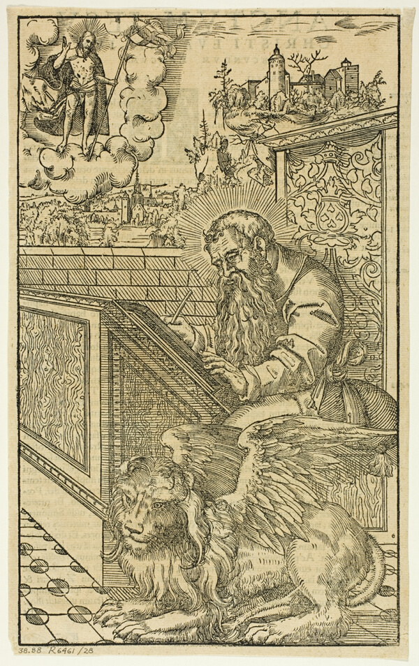 Saint Mark from Latin Bible, plate 28 from Woodcuts from Books of the XVI Century