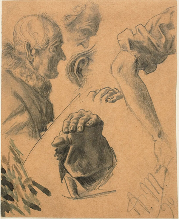 Sketches of Hands, Arms, and Heads
