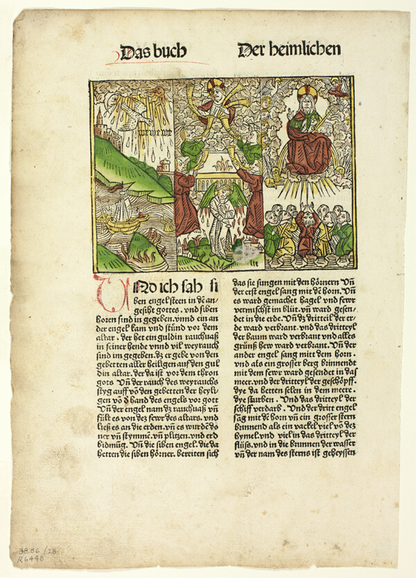 Book of Revelation (Seven Trumpets) from The Bible (also called the Tenth German Bible), Plate 28 from Woodcuts from Books of the 15th Century