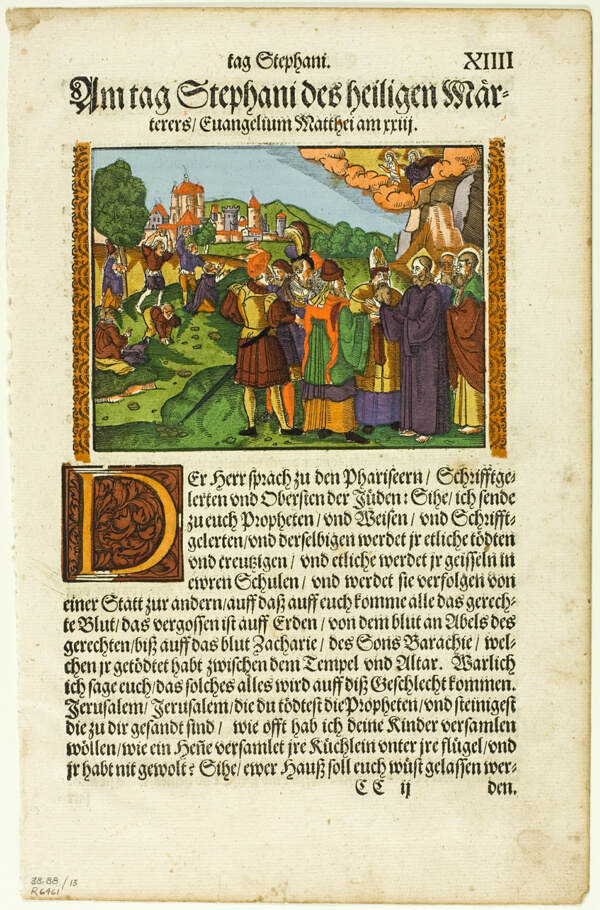 New Testament Scene, plate thirteen from Woodcuts from Books of the XVI Century